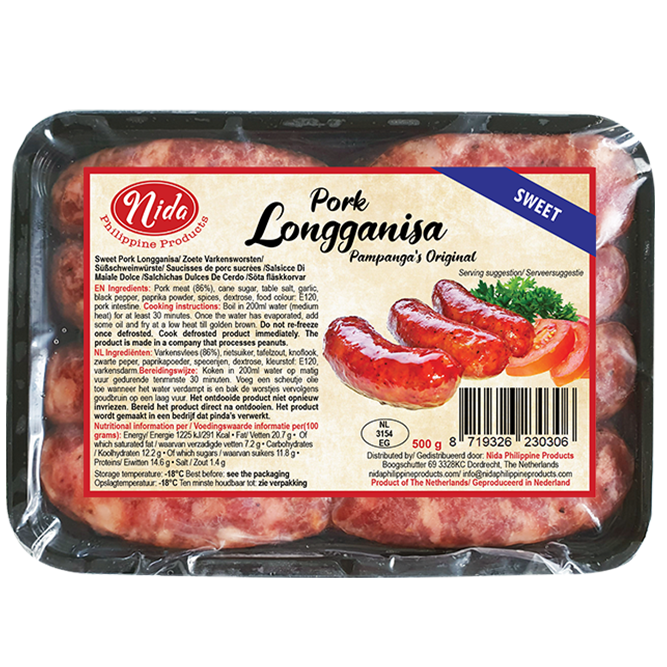 Nida Pork Longganisa Sweet 500g
